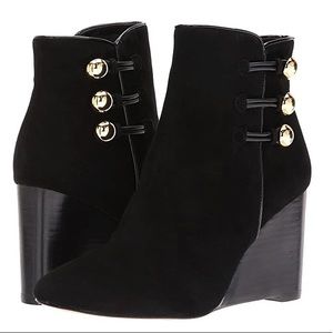 Kate Spade NY Geraldine Black Suede Wedge Bootie